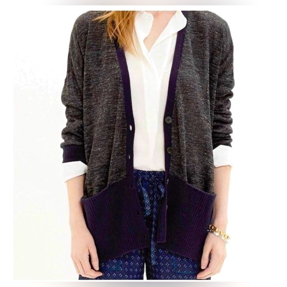 Madewell Alpaca Wool Linen Blend Cardigan Heathered gray/Blue V-neck,size XS - Picture 1 of 8